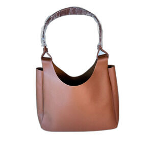 Neiman Marcus NWOT Caramel Brown Faux Leather Large Tote Bag